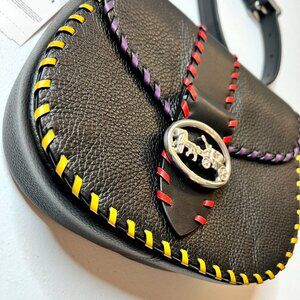 Coach Georgie Crossbody Saddle Bag Black w/Contrast Whipstitch